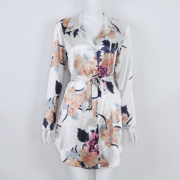 white satin t shirt dress - Picture 5 of 6